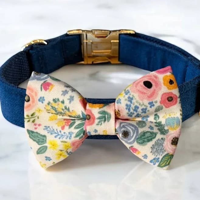 Wonderland Garden Bow Tie Dog Collar