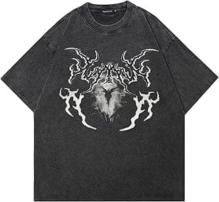 Men T-Shirt Streetwear Aesthetic Graphic Tee Shirt Vintage Faded Black Hipster