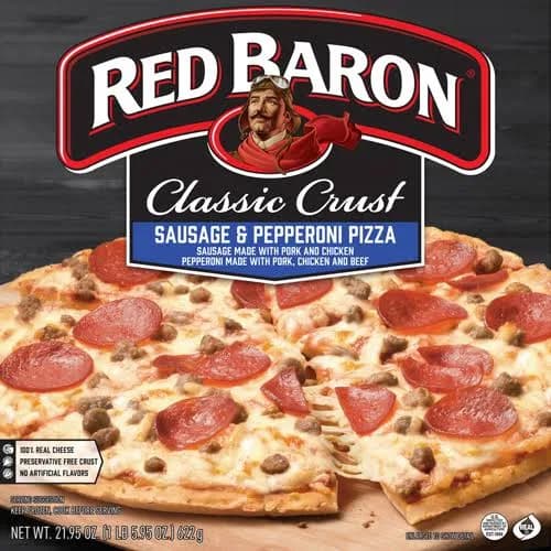 Red Baron Classic Sausage and Pepperoni Crust Pizza, 21.95 Ounce -- 16 per case