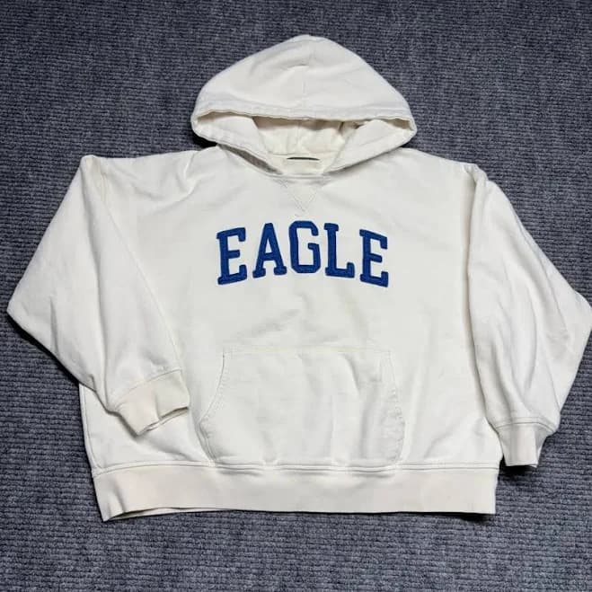 American Eagle Outfitters Mens Cream Eagle Graphic Hoodie Sweatshirt Size Medium