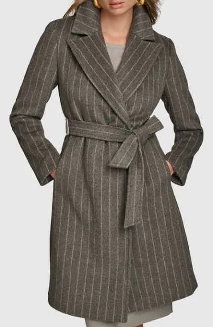 Donna Karan Women's Belted Notched-Collar Wrap Coat