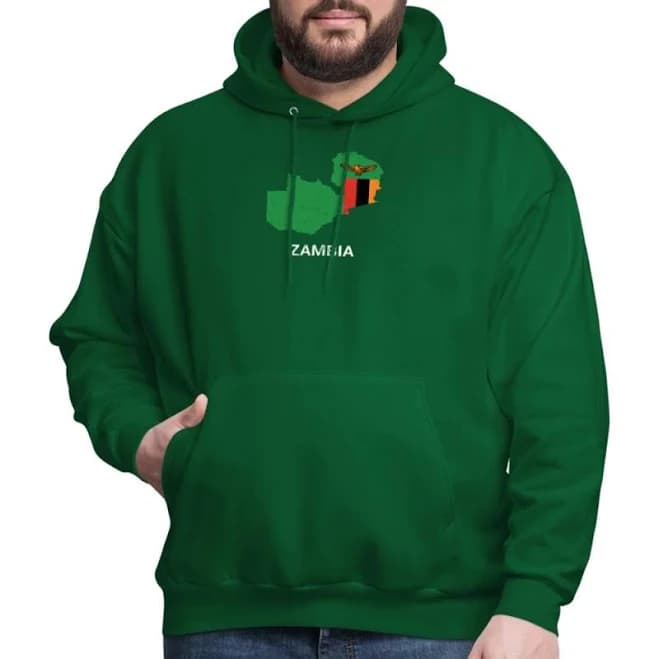 Zambia country map & flag - Men's Hoodie forest green