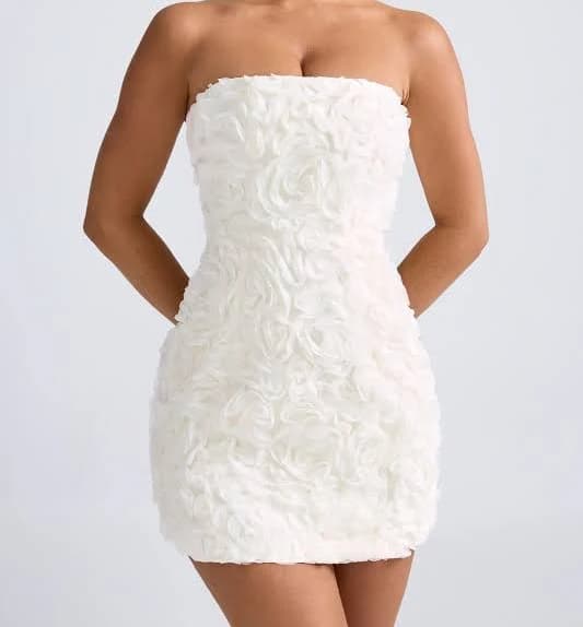 Oh Polly Azaelea Floral-APPLIqué Bandeau A-Line Mini Dress