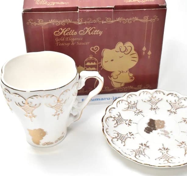 Hello Kitty Gold Elegance Tea Cup & Saucer Sanrio 2016