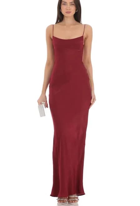 Satin Open Back Maxi Dress