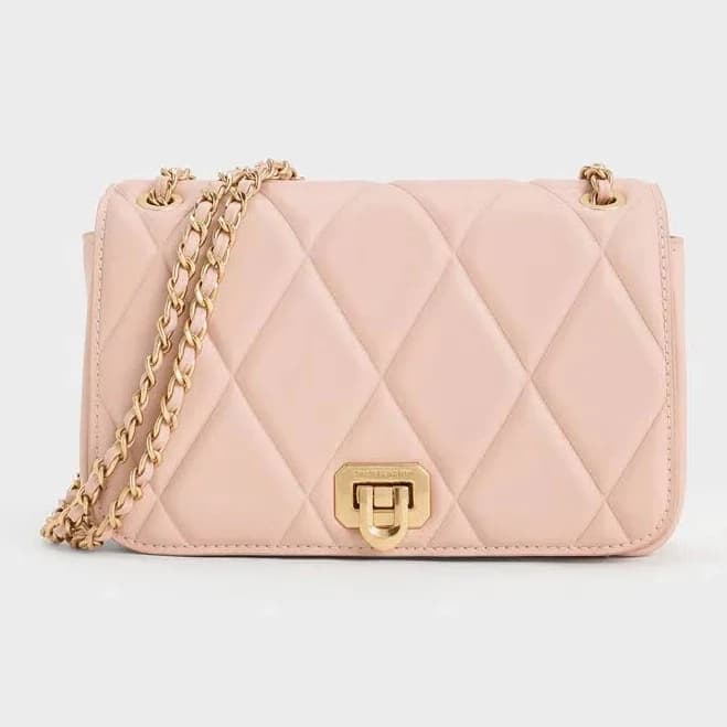- Arwen Diamond-quilt Shoulder Bag In Light Pink