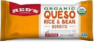 Red's Burrito, Organic Queso, Rice & Bean - 14g Protein, Non-GMO, Vegetarian, 3g Fiber - Made with 4 Cheese Queso Blend, Pinto Beans and Brown Rice - 4.5 Ounce