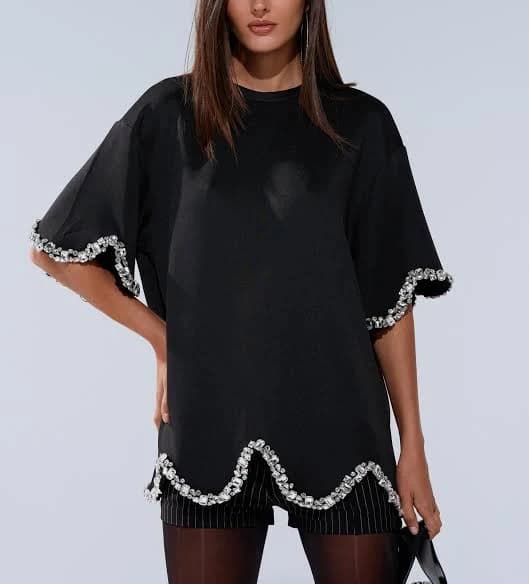Akira at Least Oversized Rhinestone T-Shirt