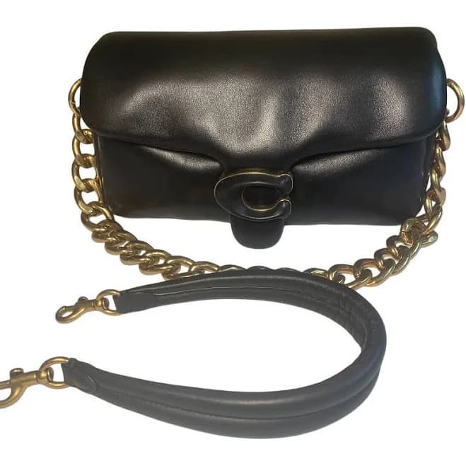 Coach Pillow Tabby Shoulder Bag Black Leather