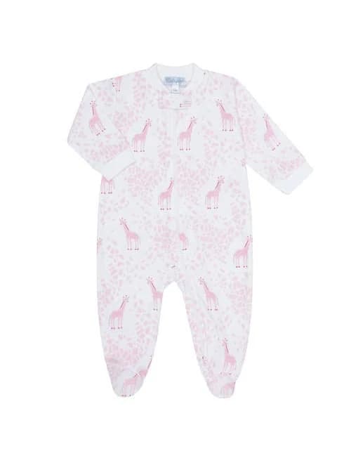 Nella Pima Giraffe Print Zipper Footie