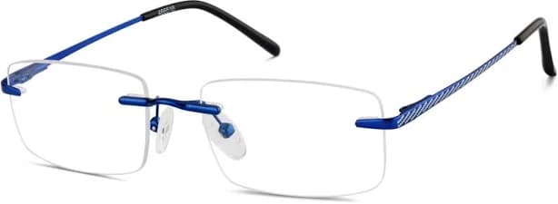 Zenni Men's Lightweight Rectangle Rimless Glasses Blue Stainless Steel Frame, Spring Hinges, Nose Pads, Blokz Blue Light Glasses, 466516