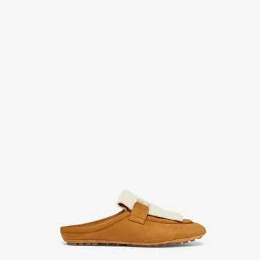Fendi Baguette Suede & Shearling Mule