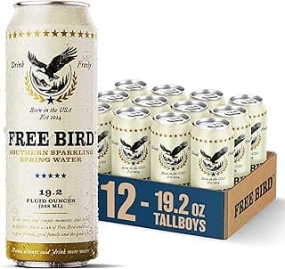 Free Bird, Sparkling Southern Spring Water, 12-Pack (19.2oz Tallboy Cans) – Unflavored Carbonated Zero Sugar, Crisp & Bubbly, Blue Ridge Mountain Water