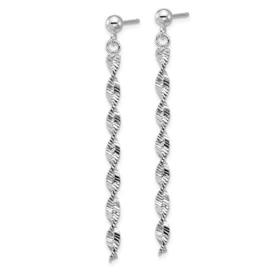 Sterling Silver Diamond Cut Twisted Chain Dangle Earrings