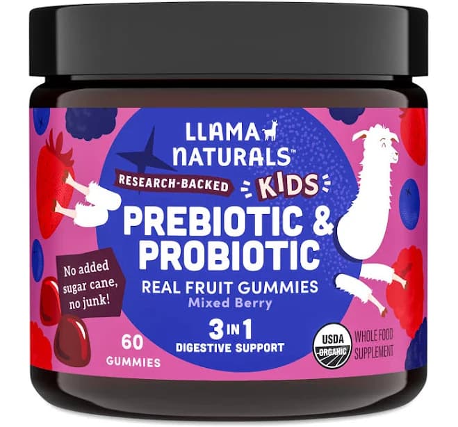Real Fruit Probiotic & Prebiotic Gummies for Kids (Mixed Berry)