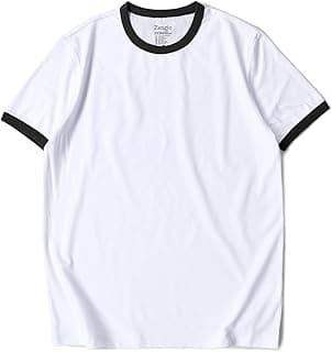 Men's Ringer Tee Crewneck Athletic T Shirts Short Sleeve Sport Shirt for Men