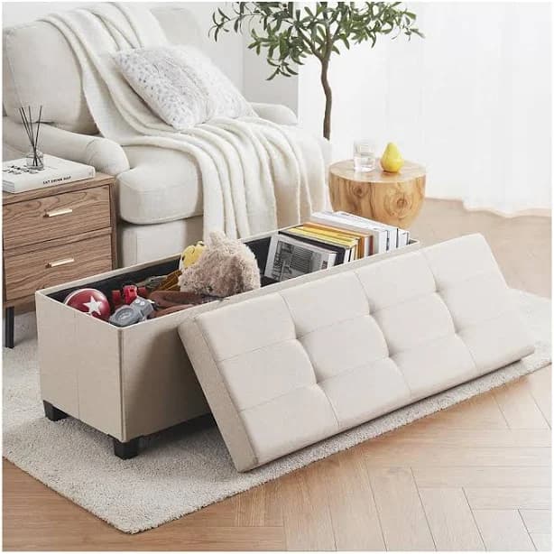 Ornavo Home Foldable Tufted Bench Storage Ottoman