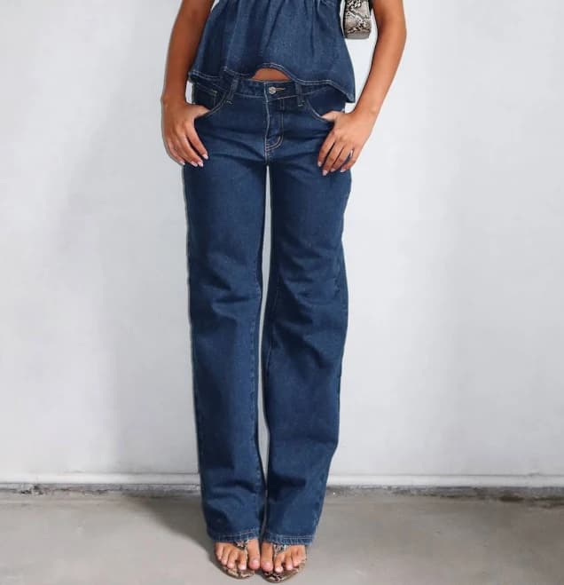 Zara Mid Rise Straight Leg Jeans