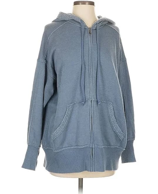 Aerie Zip Up Hoodie: Blue Tops - Women's Size X-Small, ThredUp