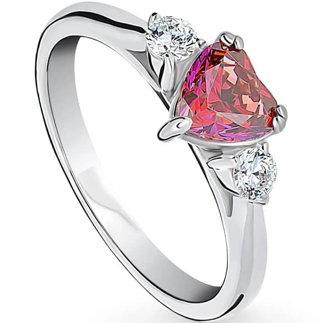 BERRICLE Women's Sterling Silver Heart Cubic Zirconia Ring