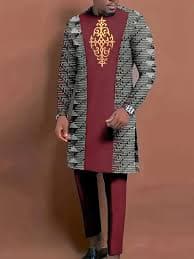 2pcs mens ethnic pattern splicing long sleeve t shirt pants - Temu Bahrain