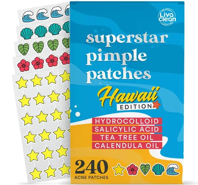 LivaClean 240 CT Superstar Pimple Patches for Face with Salicylic Acid Tea Tree Oil & Calendula Oil Hydrocolloid Acne Patches Adorable Star Design for