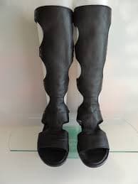 Stuart Weitzman Backview Tall Gladiator Black Leather Sandal Sz 35.5 Us 5 | eBay