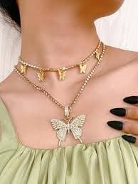 Amazon.com: HahaGirl Big Butterfly Pendant Necklace For Women Rhinestone Cuban Link Hip Hop Crystal Choker Necklace Chain with Silver Bling,Fashion Accessory for Hip Hop Lovers: Clothing, Shoes & Jewelry