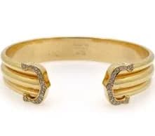 Cartier Diamond Double C 18k Yellow Gold Cuff Bracelet