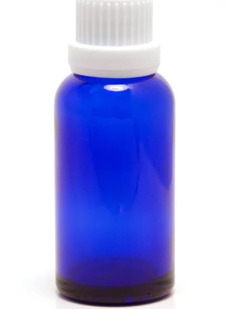 30ML (1oz.) Blue Essential Oil Bottle with Heavy Duty Tamper Evident Cap & Orifice Reducer (WHITE)