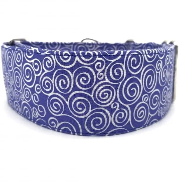 Blue Greek Waves Dog Collar - Spiral Collar - Swirls Collar - Boy Collar - Designer Collar - Martingale Collar - 2 Inch Collar