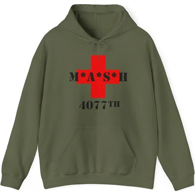 MASH Red Cross 4077th Men's Green Hoodie Sweatshirt