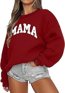 Mama Sweatshirt for Women Oversized Crewneck Sweatshirts Letter Print Casual Pullover Tops Fall Long Sleeve Shirts