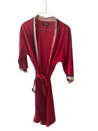 Royal Knight Mens Red Velvet Bathrobe With Belt & Monogram One Size