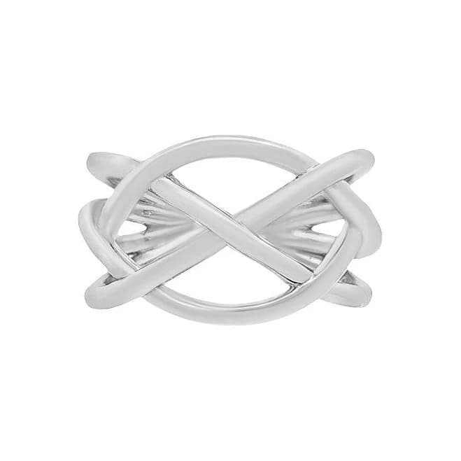 Women's Primrose Polished Silver Crossover Band Ring