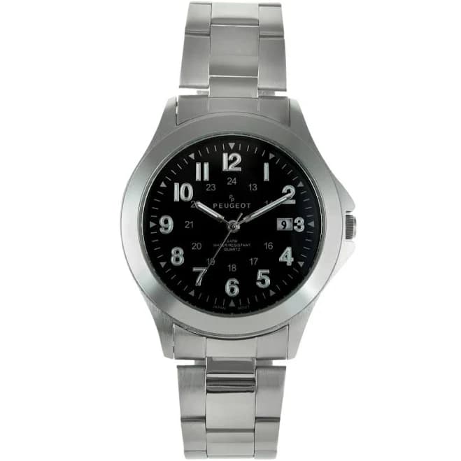 Peugeot Men's 24H Military Dial Stainless Steel Bracelet Watch