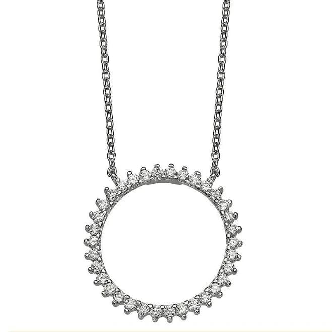 Primrose Women's Sterling Silver Cubic Zirconia Circle Pendant Necklace