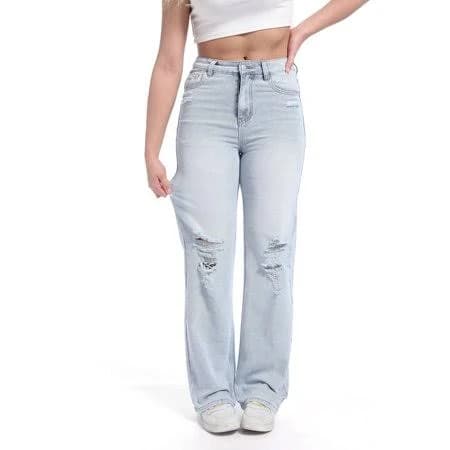 PinkyMoor Women's Y2k Destroyed Jeans with Pockets