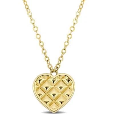Everly Jewelry 10k Yellow Gold Textured Heart Necklace