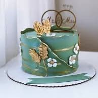 Gold Green Floral Cake