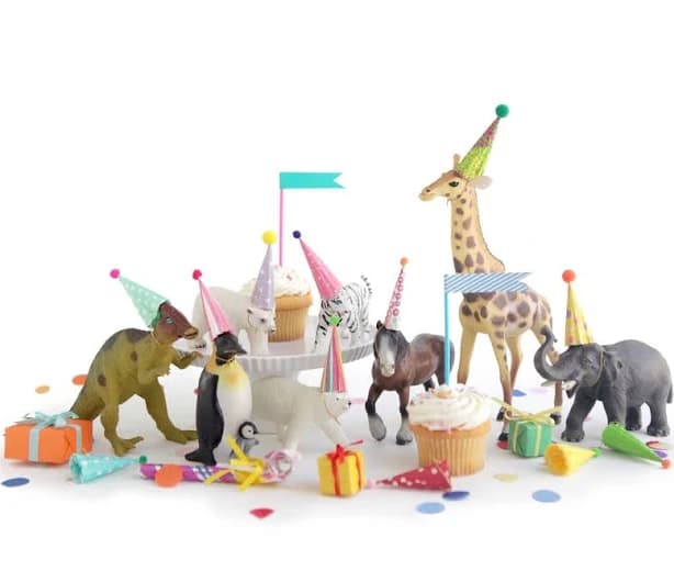 Mini Party Hats for Animal, Dolls and Dinosaur Figurines: Bright Colors