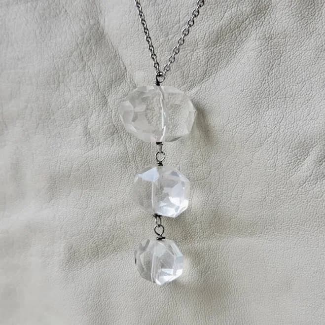 Sterling Fine Sterling Clear Crystal Lavalier Necklace