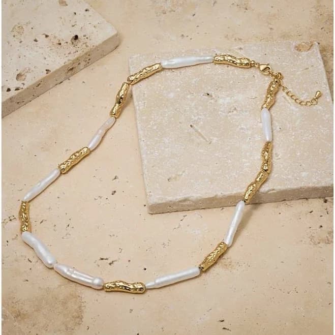 Untamed Petals Miley Baroque Pearl Necklace in 14k Gold