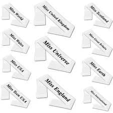 Brand New Miss Pageant Beauty Custom Made Fancy Dress Reward Sashes White