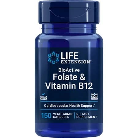 Life Extension BioActive Folate & Vitamin B12 150 Vegetarian Capsules