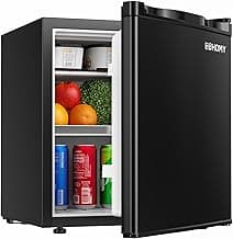 EUHOMY 1.7 Cu.Ft Mini Fridge, Reversible Single Door Compact Refrigerator, Adjustable Thermostat, Energy Saving, Mini Fridge for Bedroom, Office, Dorm, Black