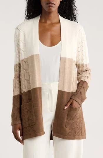 Cyrus Colorblock Pointelle Cardigan