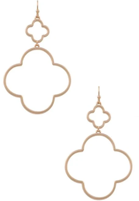Metal Quatrefoil Dangle Earrings