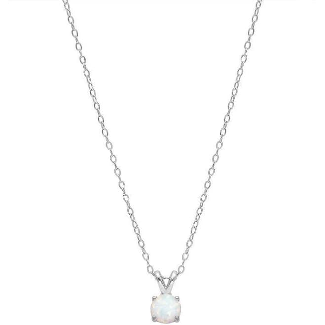 Primrose Women's Sterling Silver White Opal Solitaire Pendant Necklace