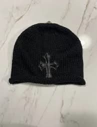 Chrome Hearts Knit Beanie With Leather Cross Patch